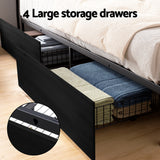 Beds & Bed Frames: Artiss Metal Bed Frame Queen Size Storage Headboard Charge Station LED 4 Drawers