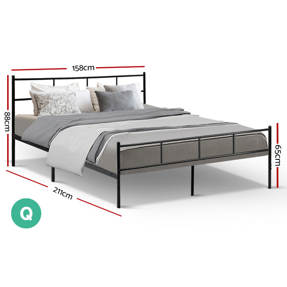 Beds & Bed Frames: Artiss Bed Frame Queen Metal Bed Frame SOL