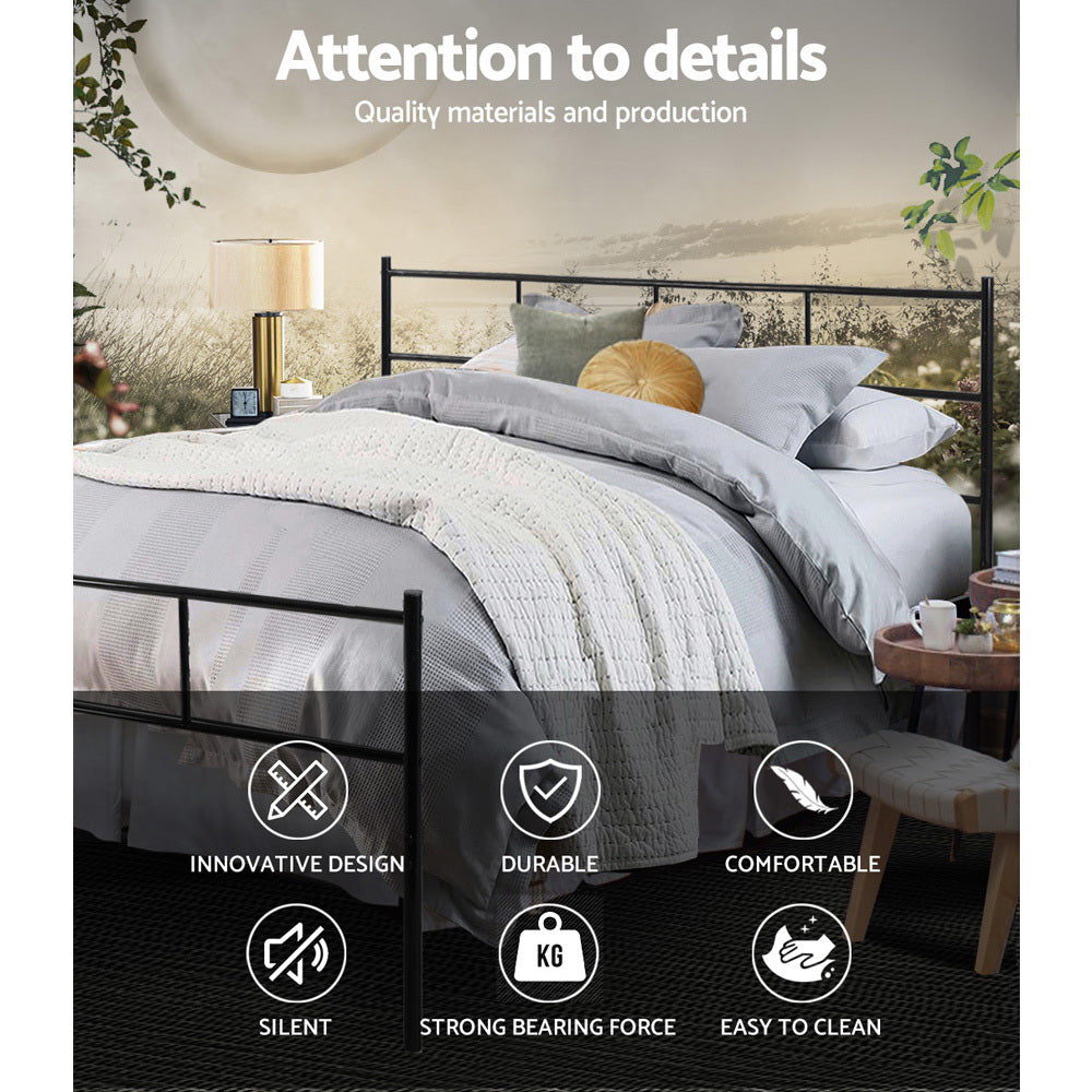 Beds & Bed Frames: Artiss Bed Frame Queen Metal Bed Frame SOL