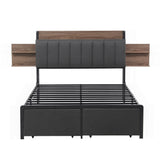 Beds & Bed Frames: Artiss Metal Bed Frame Double Size with 2-Tier Hidden Storage with Charging Station