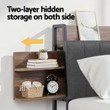 Beds & Bed Frames: Artiss Metal Bed Frame Double Size with 2-Tier Hidden Storage with Charging Station