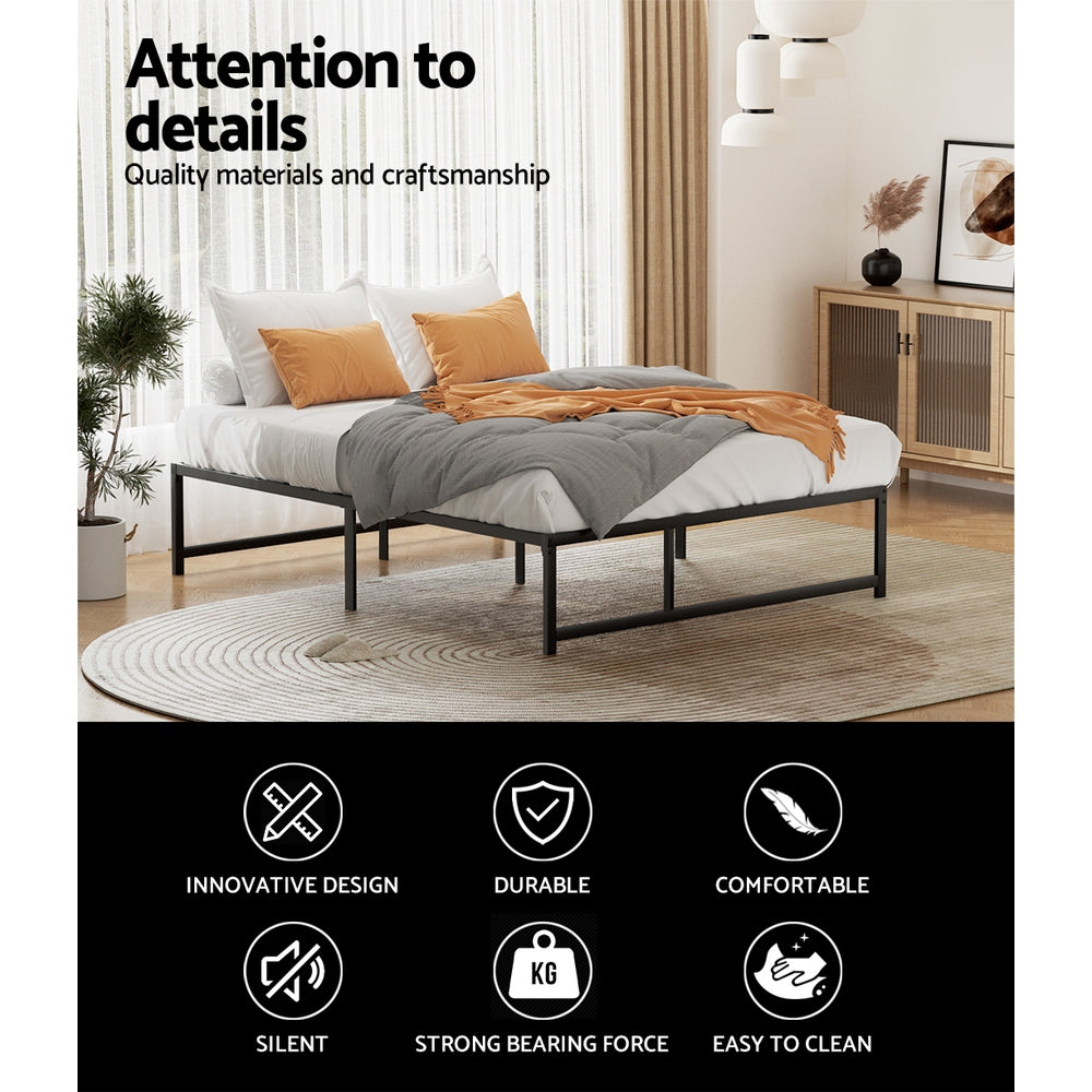 Beds & Bed Frames: Artiss Bed Frame Double Size Metal Bed Frame TINO