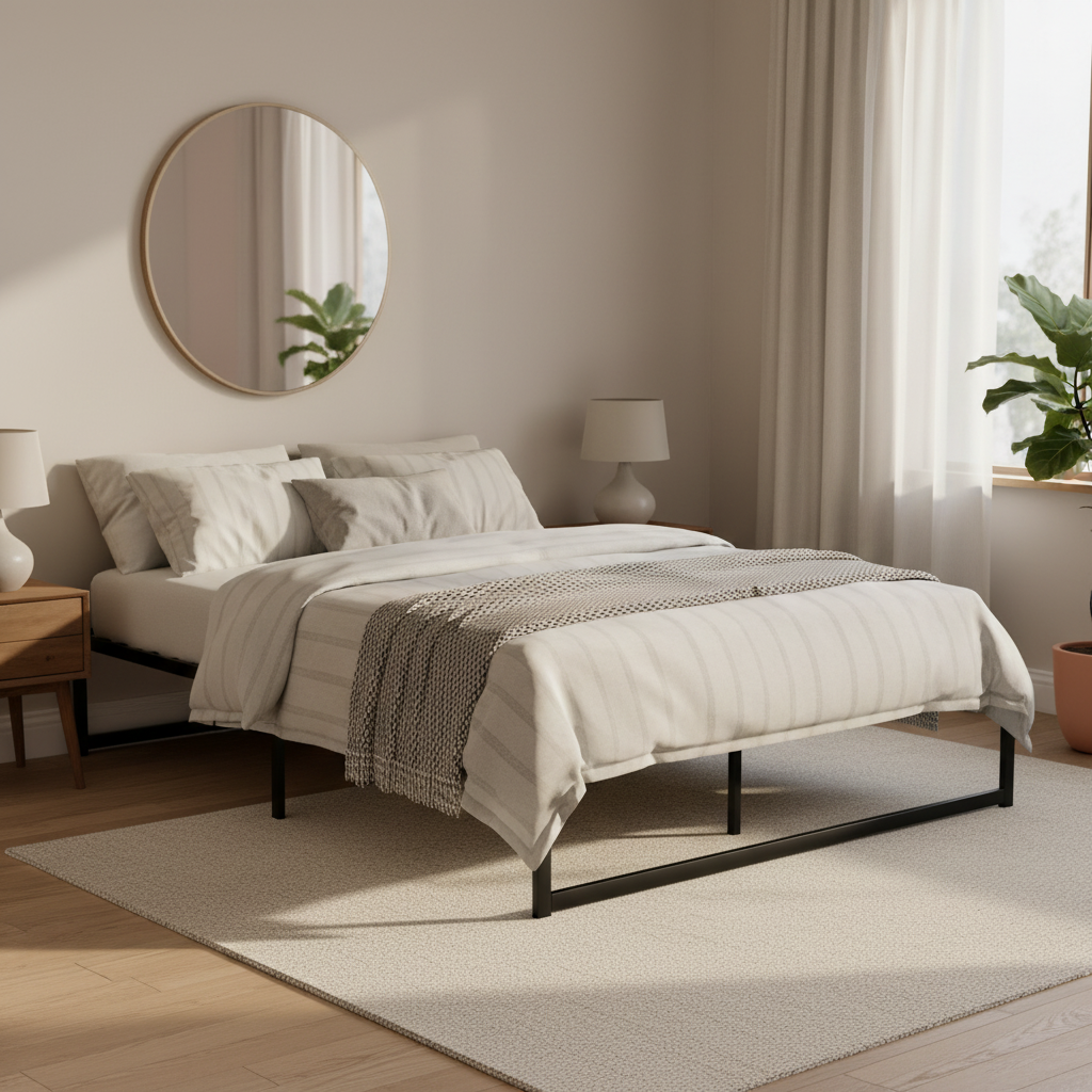 Beds & Bed Frames: Artiss Bed Frame Queen Size Metal Bed Frame TINO