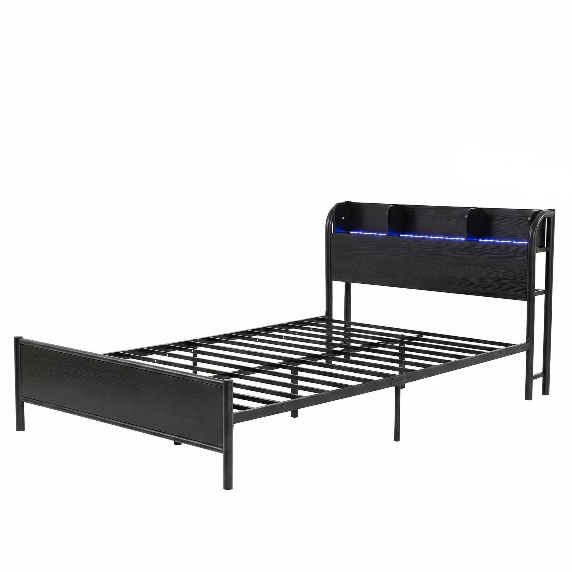 Artiss Bed Frame Single Size with Storage Shelf Headboard Charging Station GRID