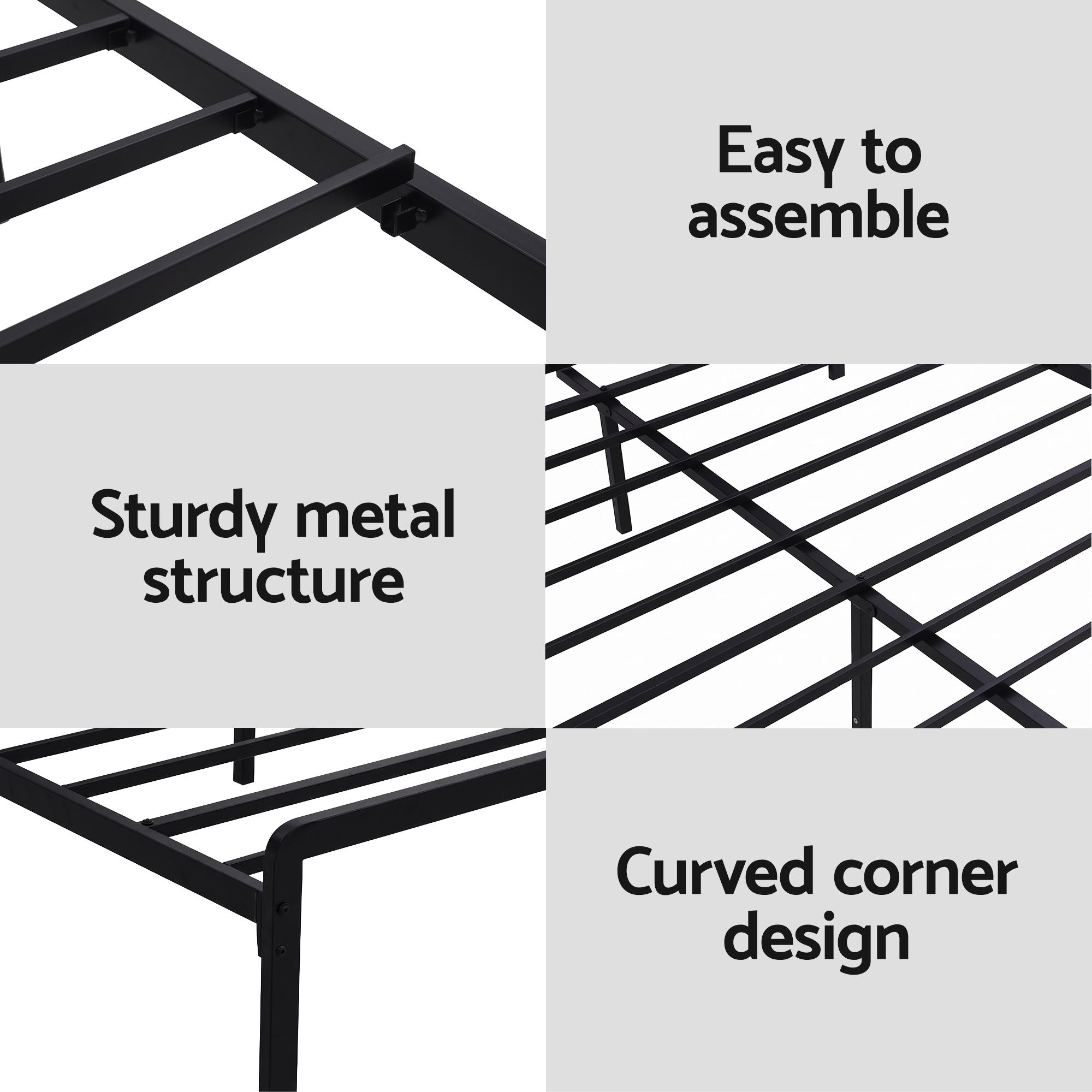 Artiss Bed Frame Queen Size LED Metal Bed Base with Charging Station LAN