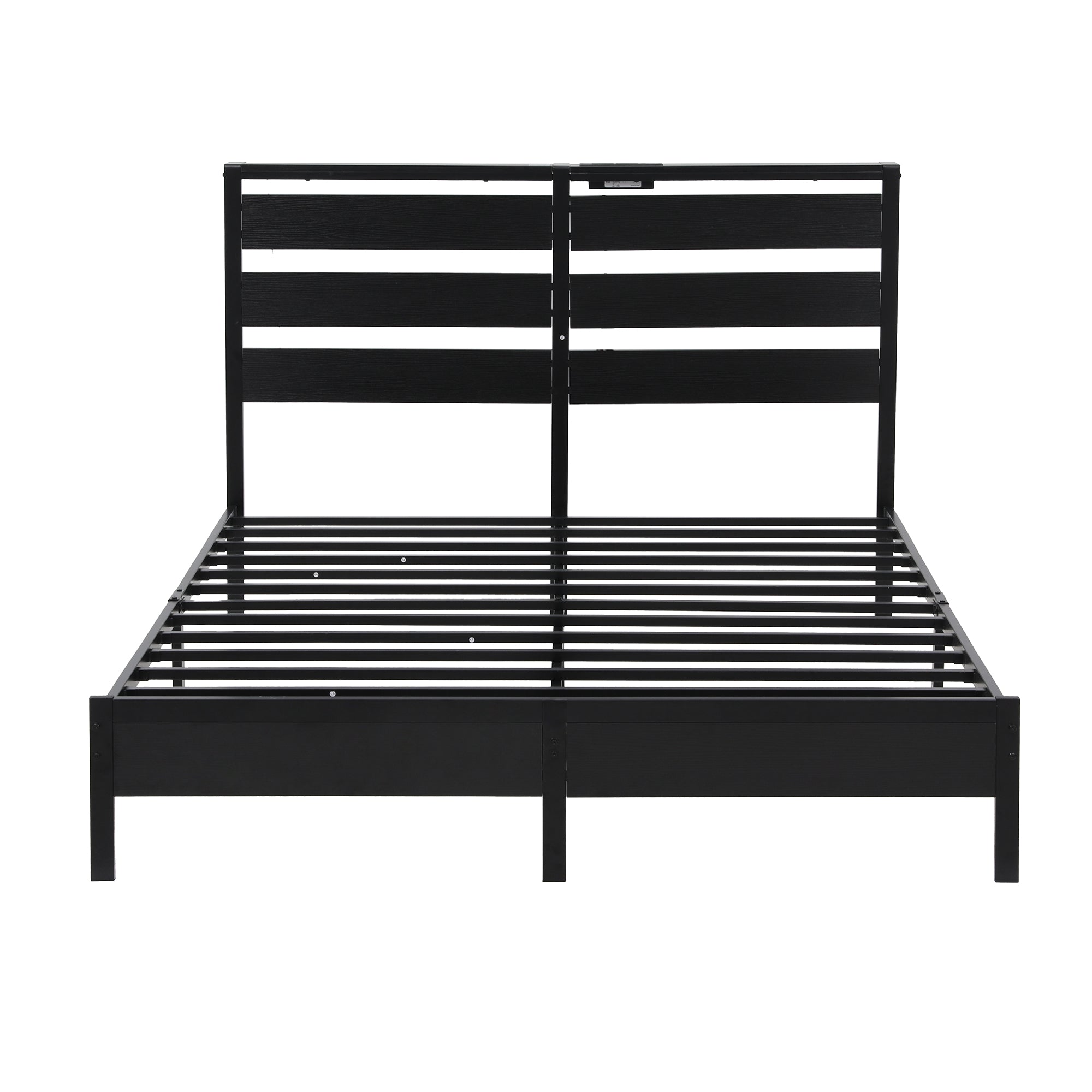 Beds & Bed Frames: Artiss Bed Frame Double Size LED Metal Bed Base with Charging Station