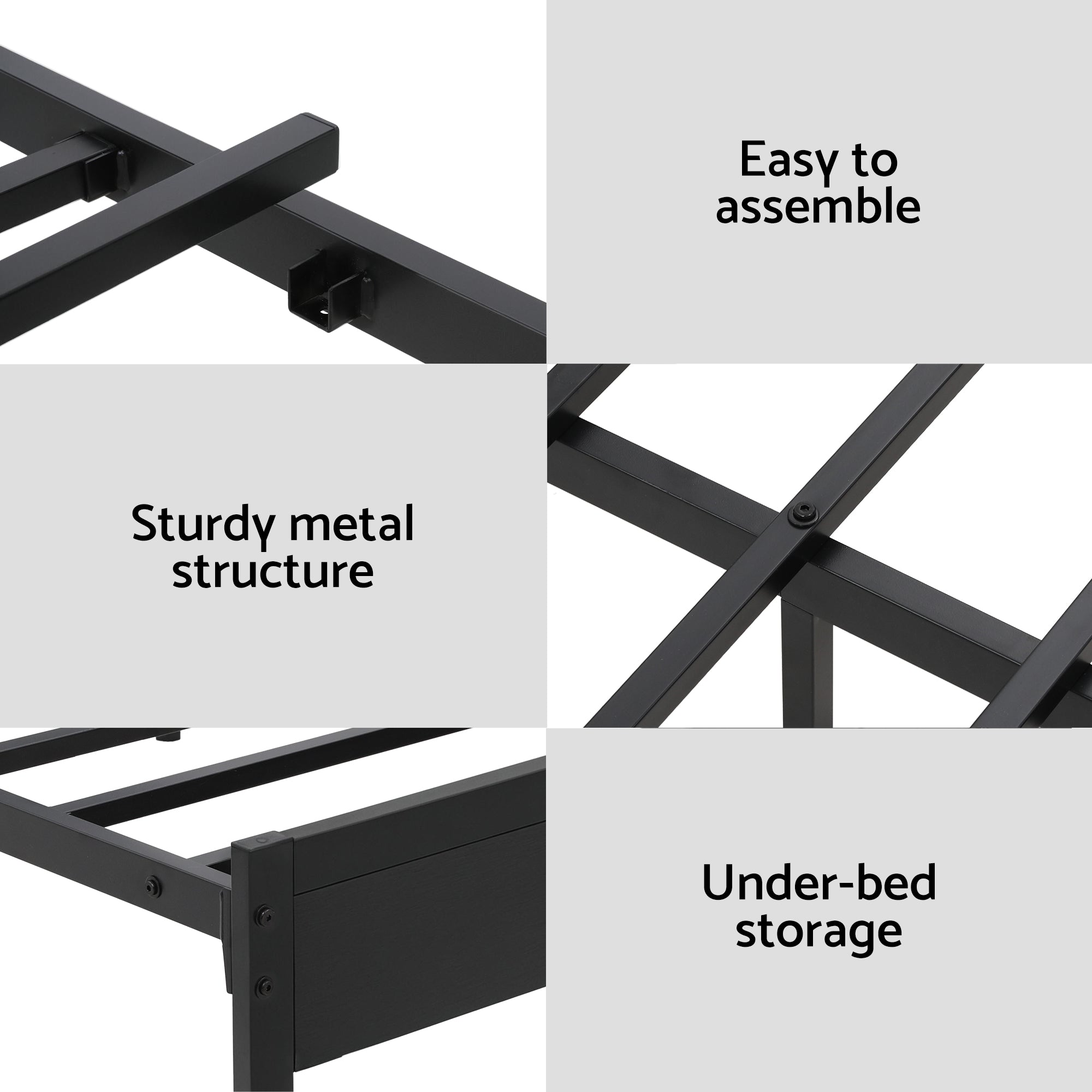 Beds & Bed Frames: Artiss Bed Frame Double Size LED Metal Bed Base with Charging Station