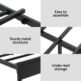 Beds & Bed Frames: Artiss Bed Frame Double Size LED Metal Bed Base with Charging Station