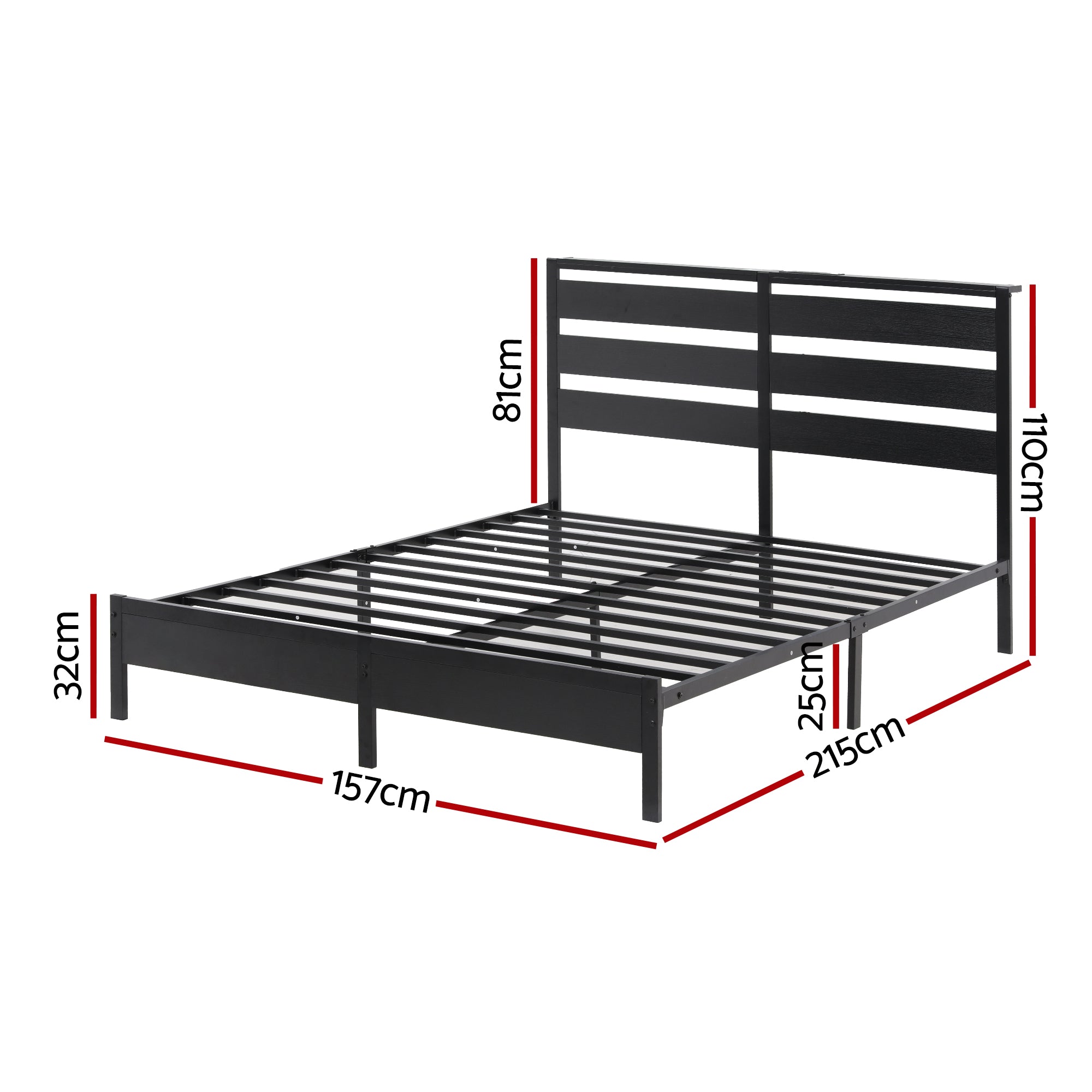 Beds & Bed Frames: Artiss Bed Frame Queen Size LED Metal Bed Base with Charging Station