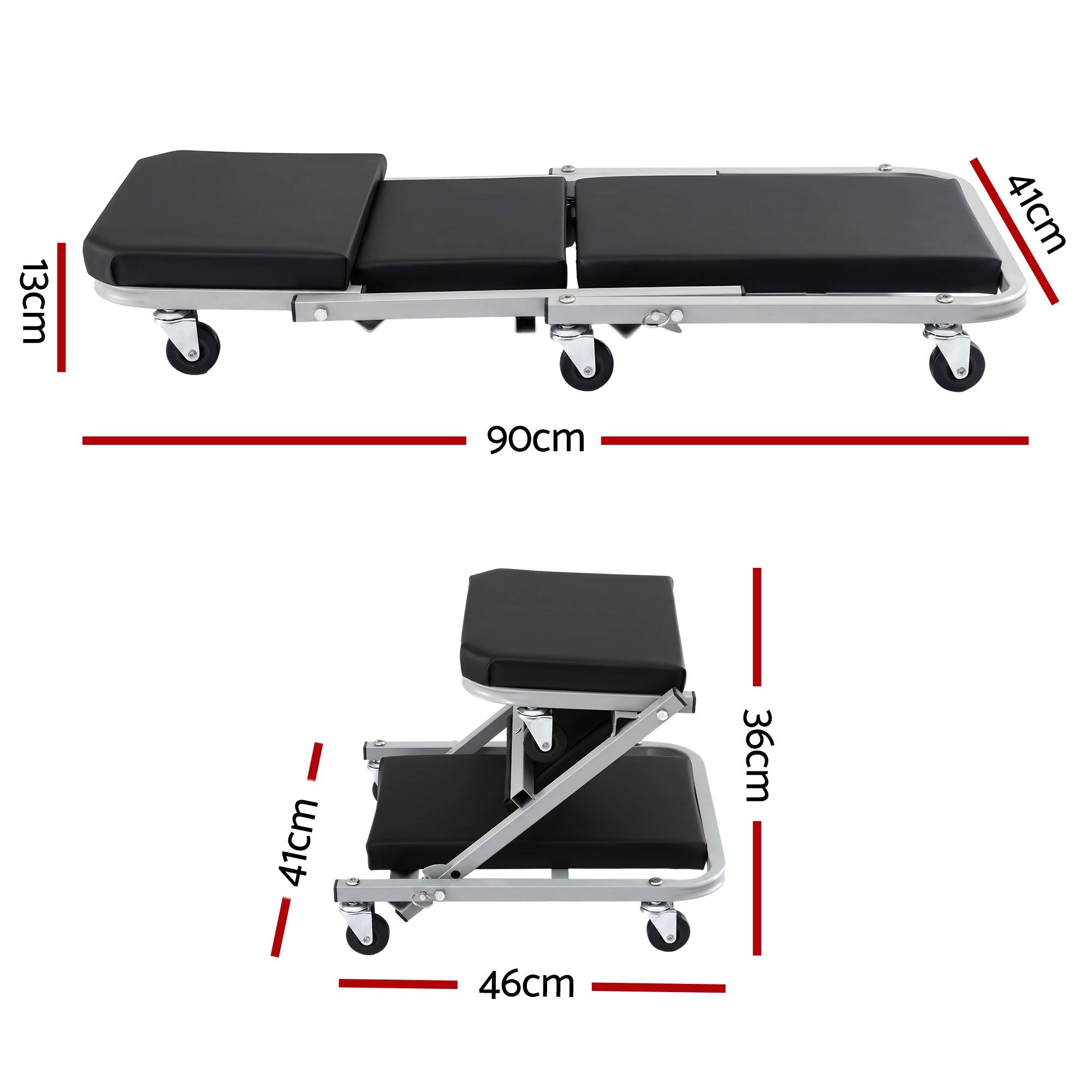 Giantz Garage Creeper 2-in-1 Mechanic Stool Rolling Automotive Z Creeper Seat