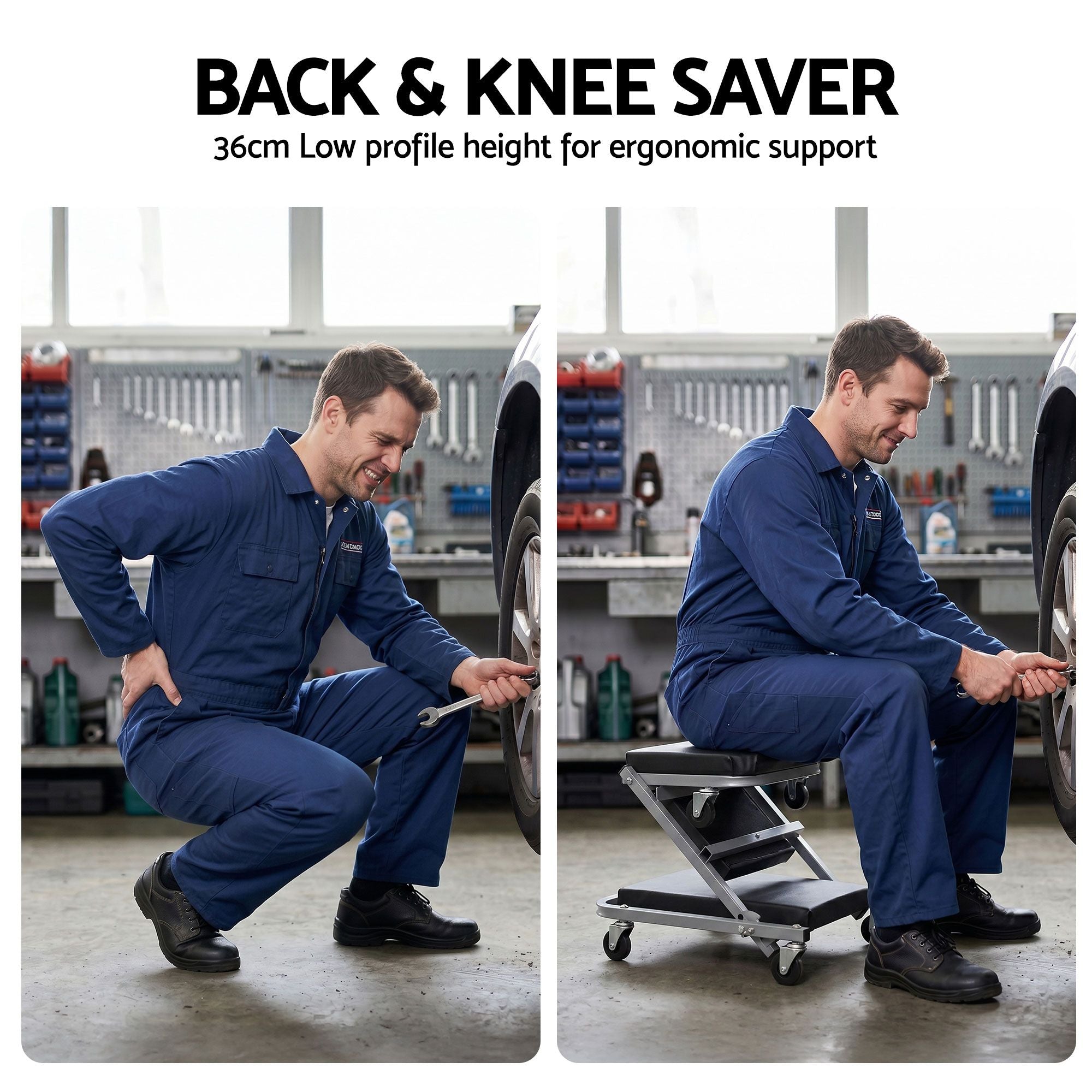 Giantz Garage Creeper 2-in-1 Mechanic Stool Rolling Automotive Z Creeper Seat