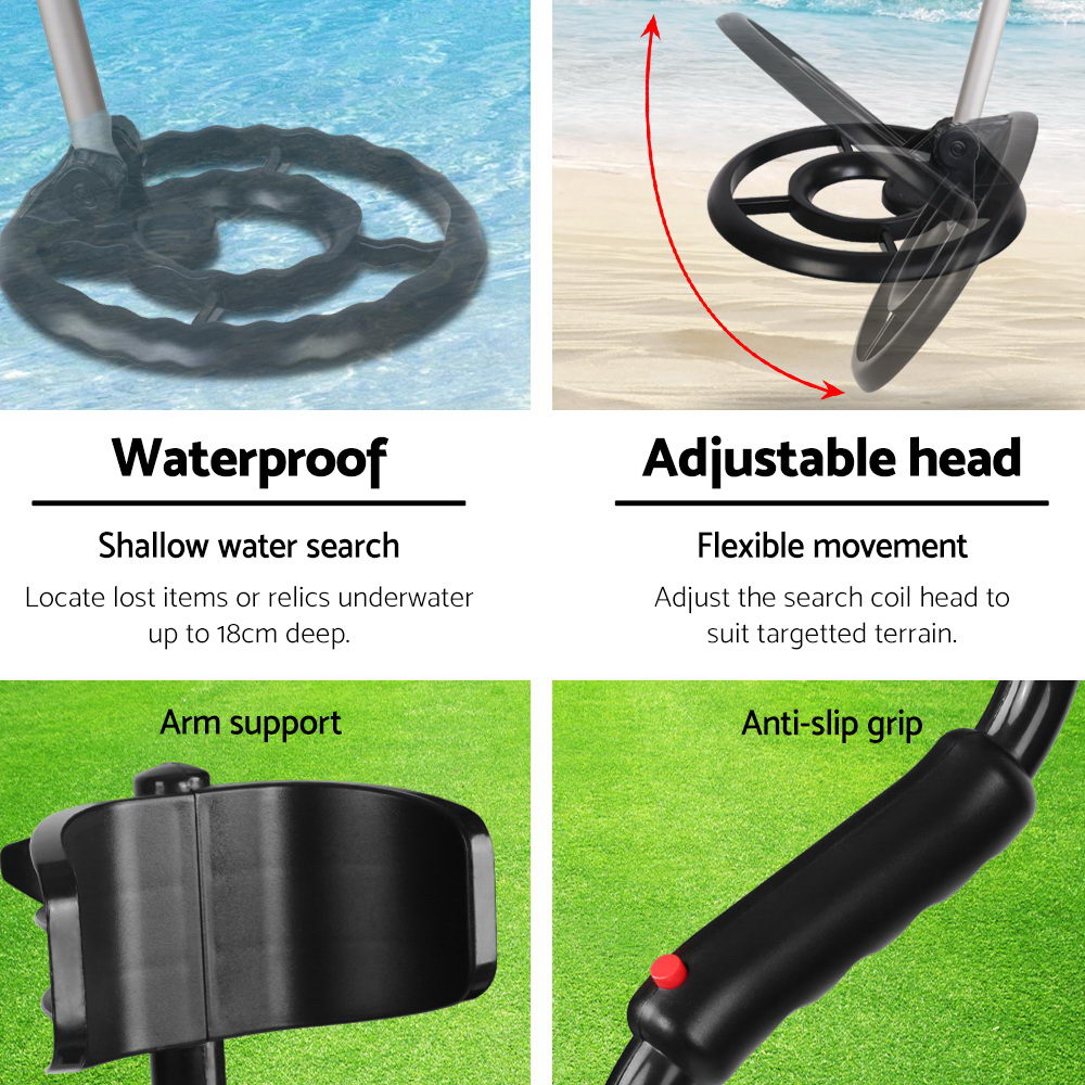 Metal Detectors: Metal Detector 180MM Deep Sensitive Waterproof Pinpointer Treasure Hunter Black