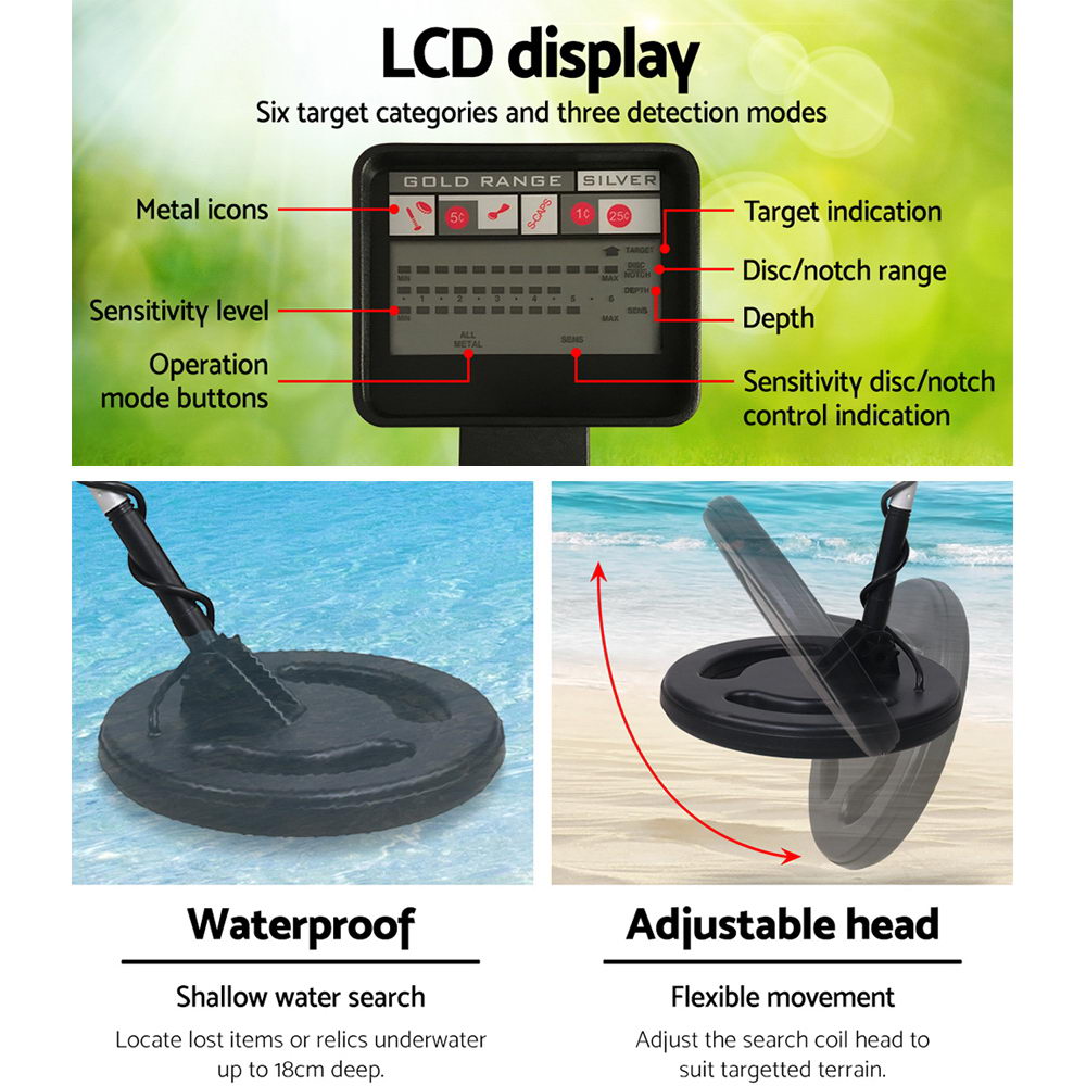 Metal Detectors: Metal Detector 180MM Deep Sensitive Waterproof Treasure Hunter Gold Digger