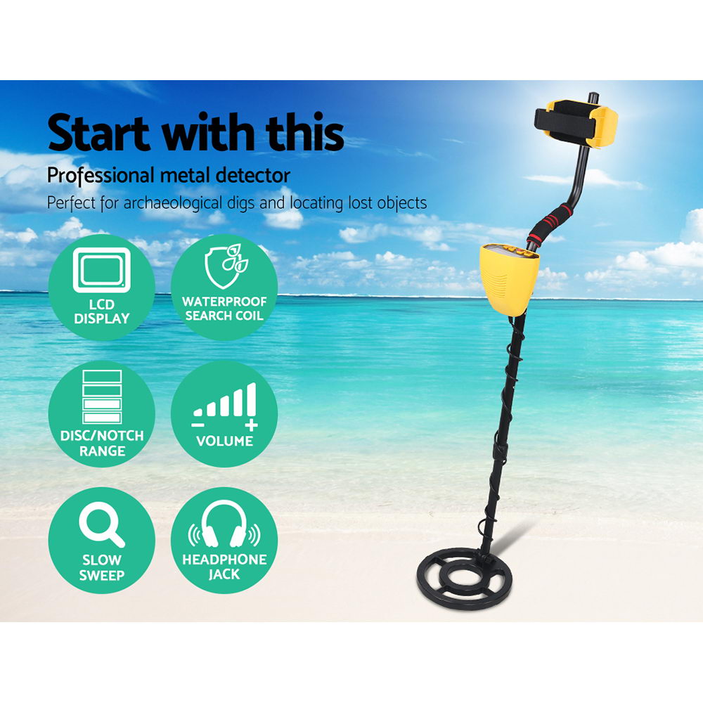 Metal Detectors: Metal Detector 180MM Deep Sensitive Waterproof Treasure Hunter Gold Digger Yellow