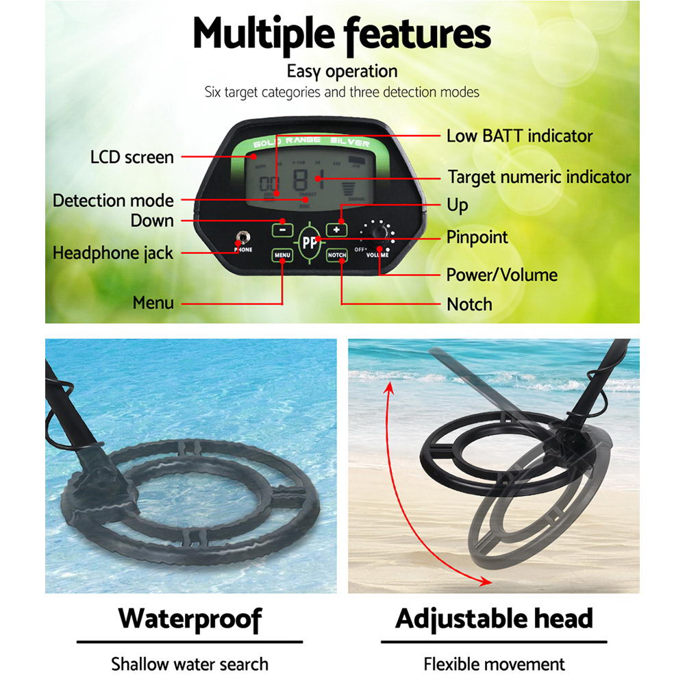 Metal Detectors: Metal Detector 220MM Deep Sensitive Waterproof Treasure Hunter Gold Digger