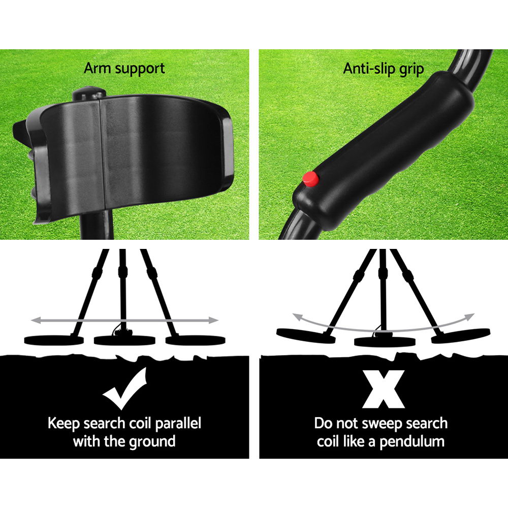 Metal Detectors: Metal Detector 180MM Deep Sensitive Waterproof Treasure Hunter Gold Digger Black