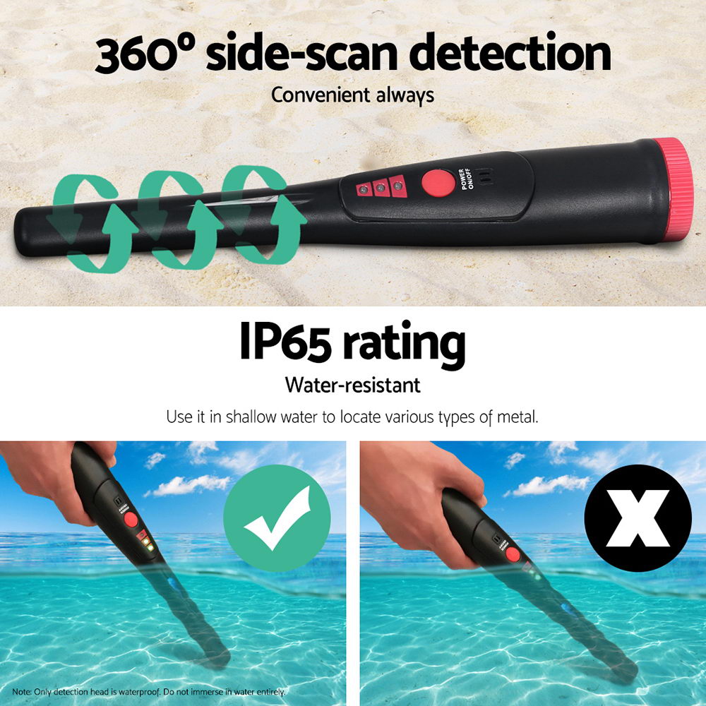 Metal Detectors: Metal Detector 40MM Sensitive Handheld Pinpointer Waterproof Automatic Hunter Black