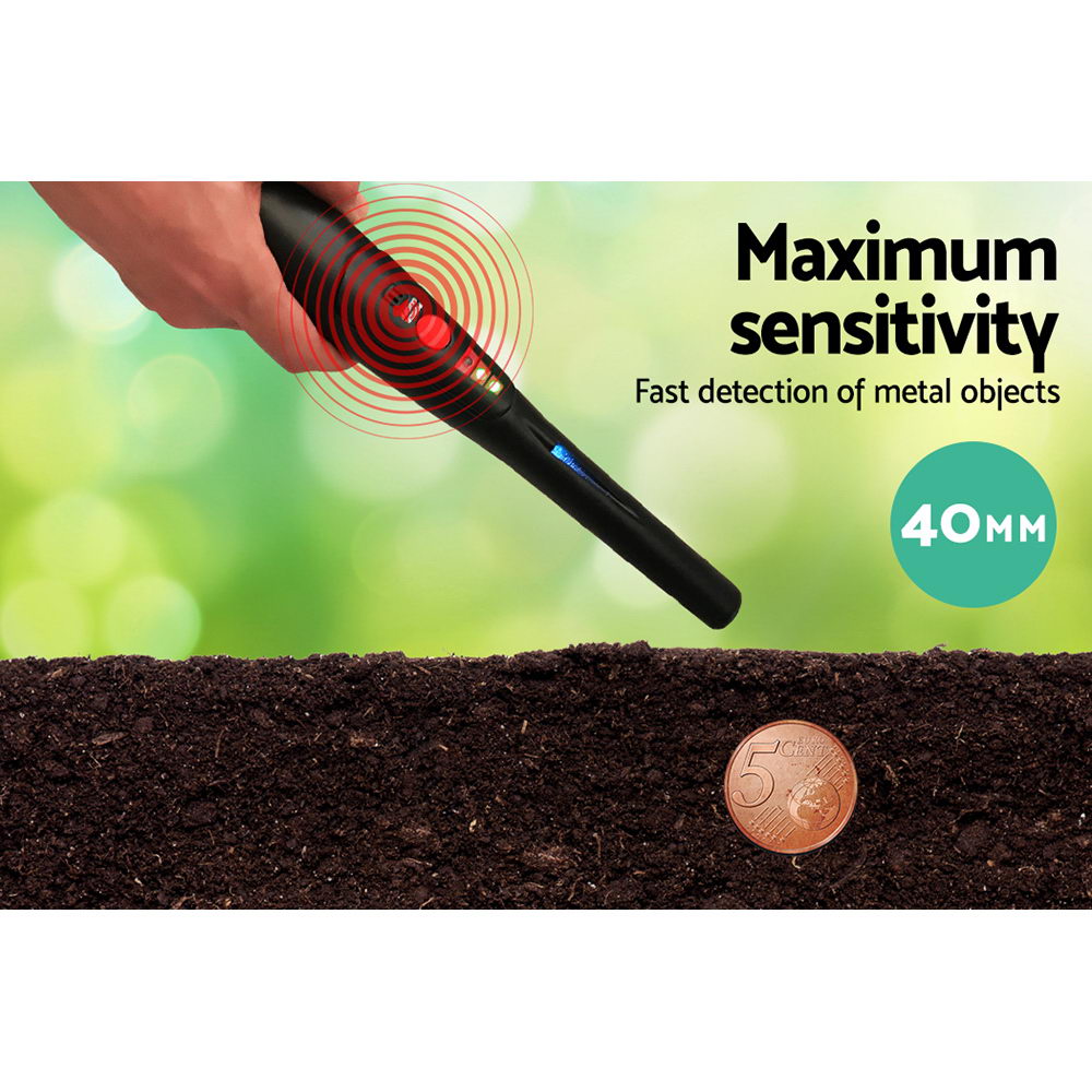 Metal Detectors: Metal Detector 40MM Sensitive Handheld Pinpointer Waterproof Automatic Hunter Black