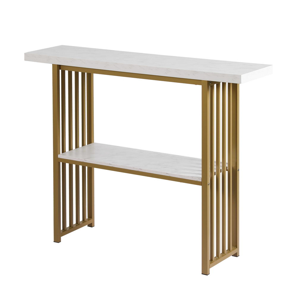Side Tables: Artiss Console Table Marble Effect White&Gold