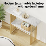 Artiss Console Table Marble Effect White&Gold