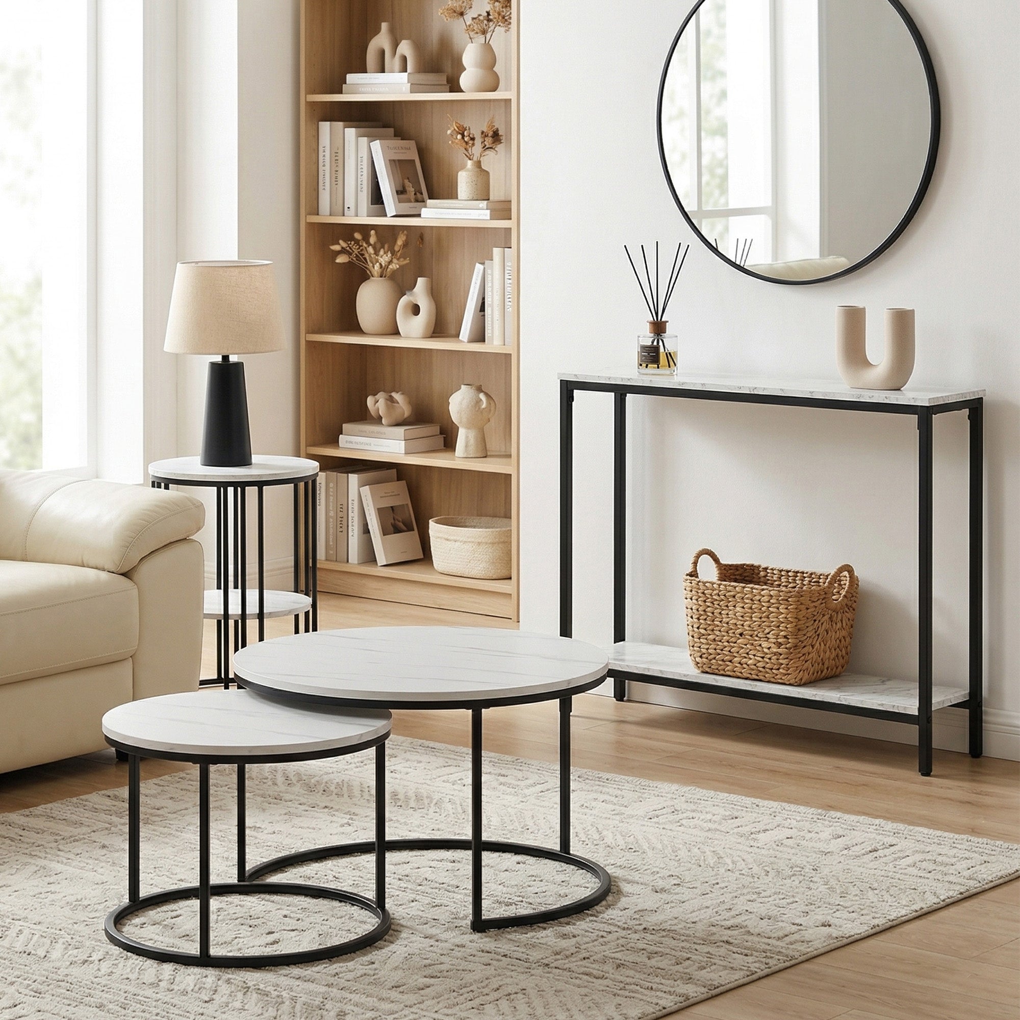 Artiss Console Table Entryway Hallway Display Desk Marble Effect White