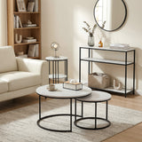 Artiss Console Table Marble Effect 3-Tier Sofa Entryway Side Table 90CM White