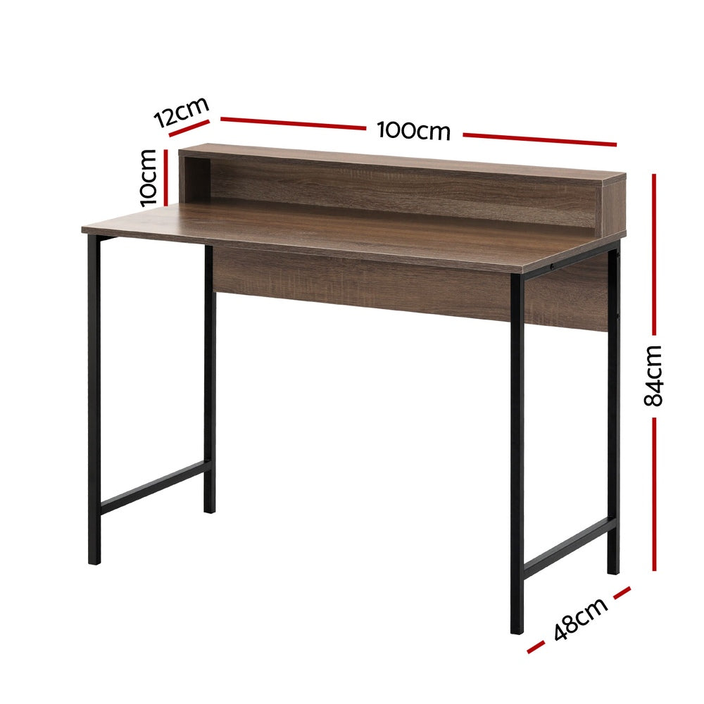 Desks: Artiss Computer Desk Shelf Oak 100CM