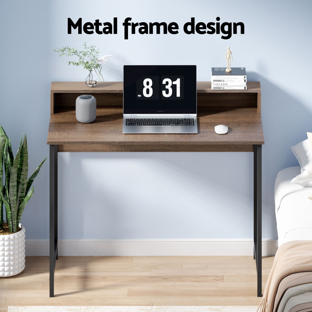 Desks: Artiss Computer Desk Shelf Oak 100CM