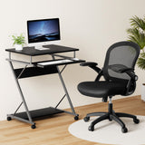 Artiss Computer Desk Mesh Office Chair Set Desks with Keyboard Shelf Try Black