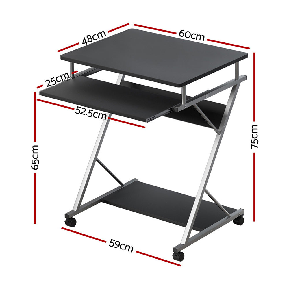 Desks: Artiss Computer Desk Keyboard Tray Shelf Black 60CM