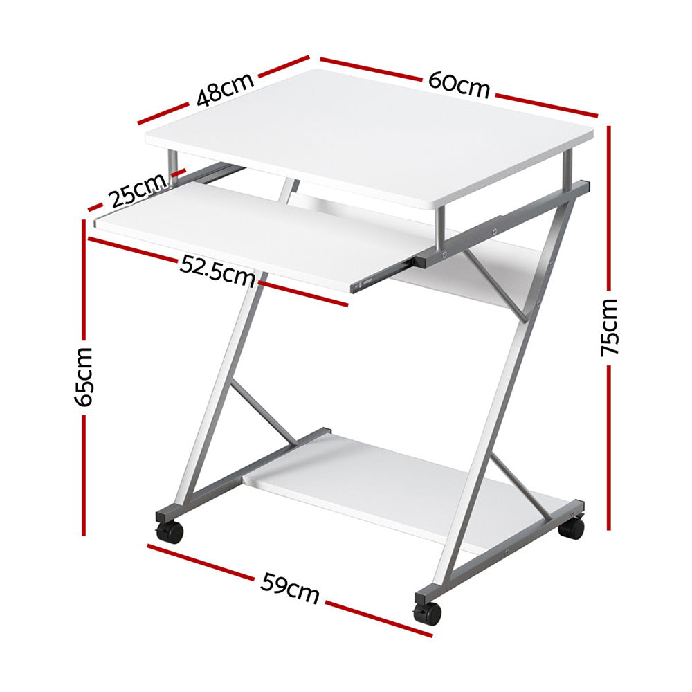 Desks: Artiss Computer Desk Keyboard Tray Shelf White 60CM