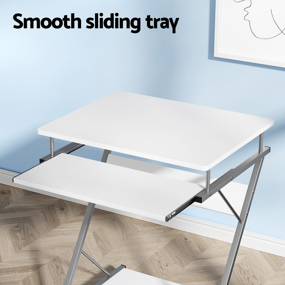Desks: Artiss Computer Desk Keyboard Tray Shelf White 60CM