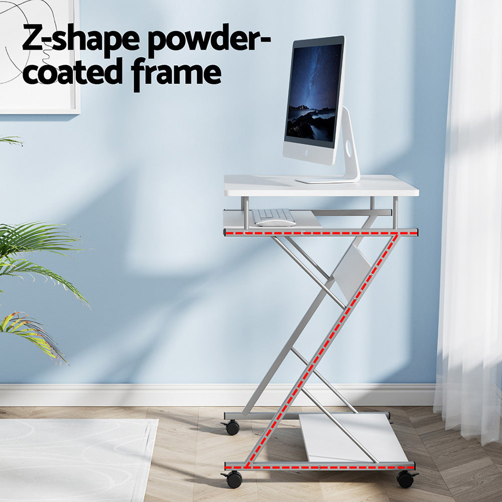 Desks: Artiss Computer Desk Keyboard Tray Shelf White 60CM