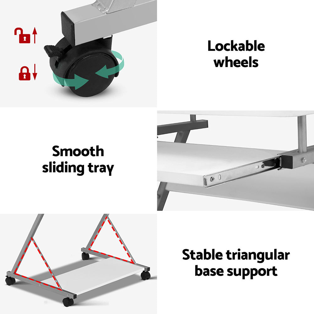 Desks: Artiss Computer Desk Keyboard Tray Shelf White 60CM