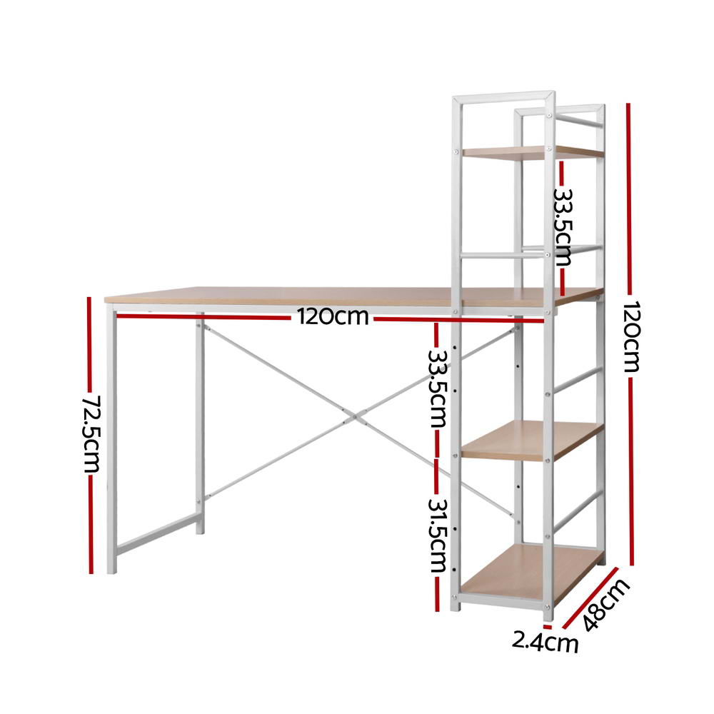 Desks: Artiss Computer Desk Shelf Oak 120CM