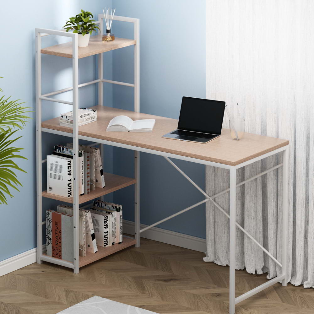 Desks: Artiss Computer Desk Shelf Oak 120CM
