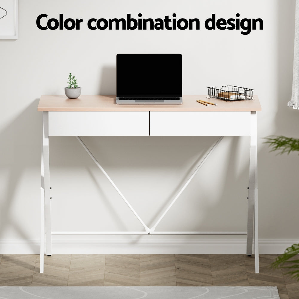 Desks: Artiss Computer Desk Drawer Oak 100CM