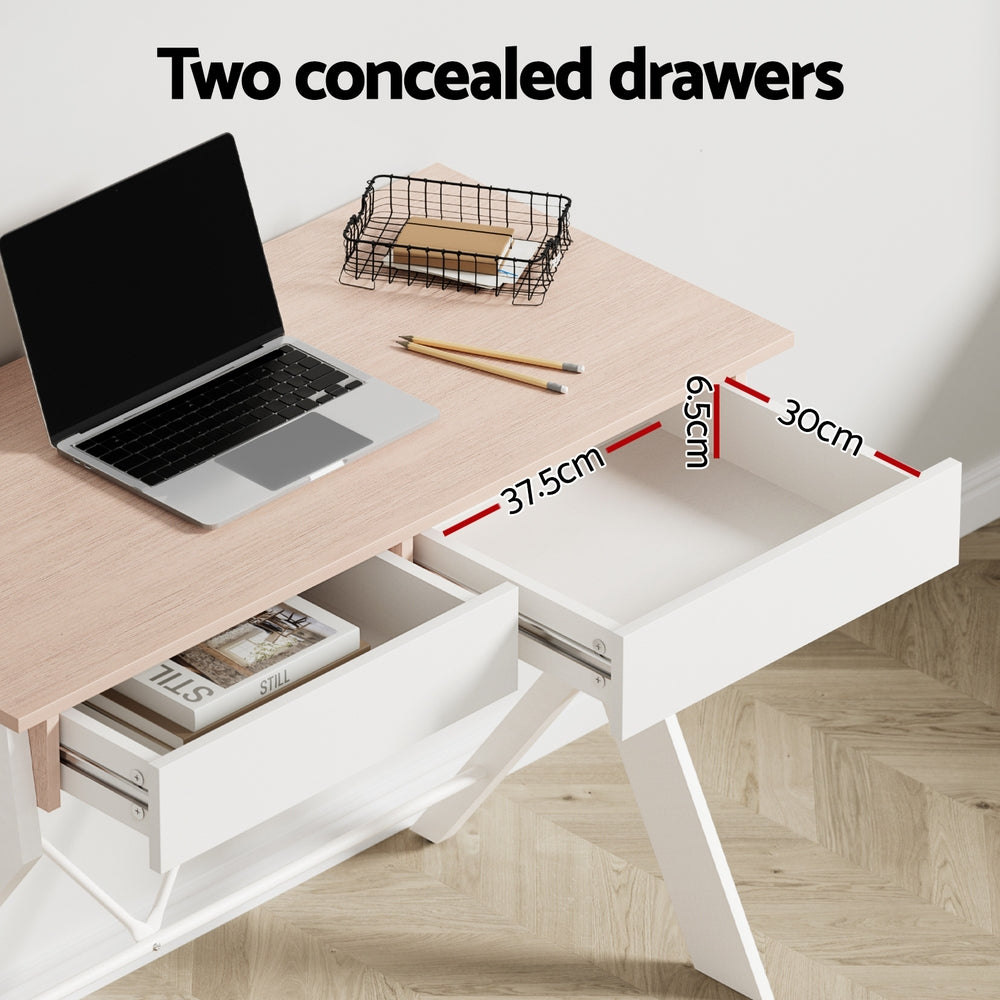 Desks: Artiss Computer Desk Drawer Oak 100CM