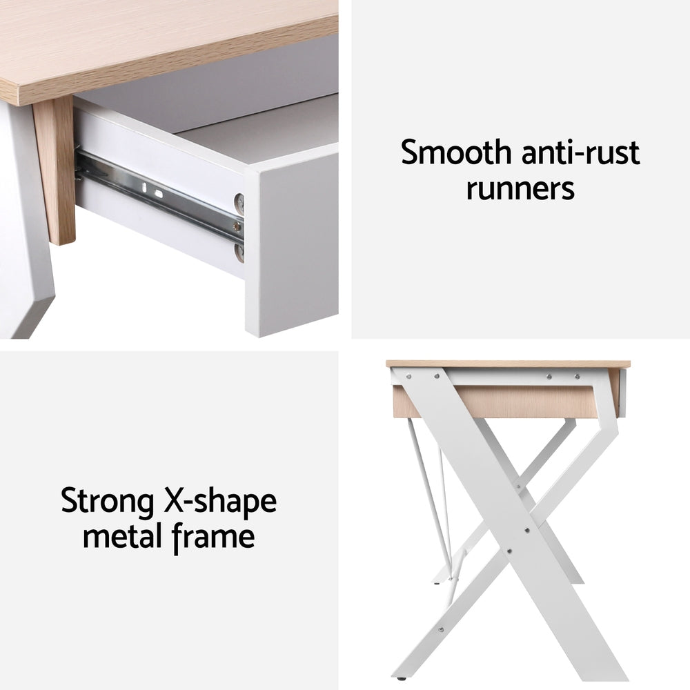Desks: Artiss Computer Desk Drawer Oak 100CM
