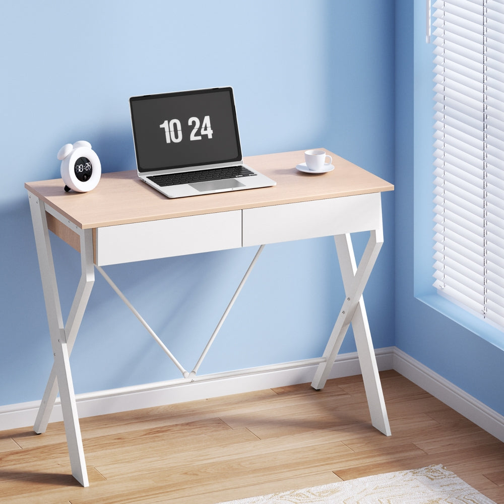 Desks: Artiss Computer Desk Drawer Oak 100CM