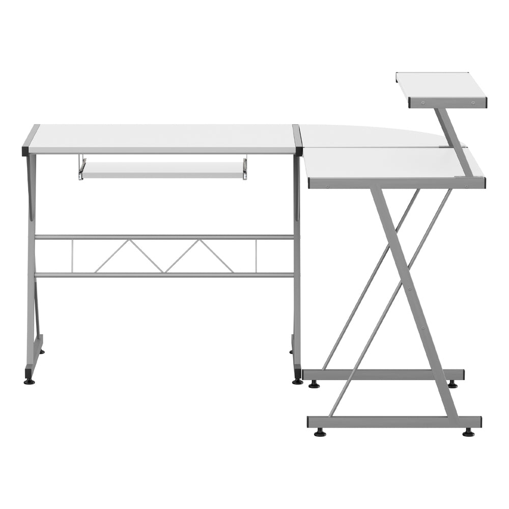 Desks: Artiss Computer Desk L-Shape Keyboard Tray Shelf White