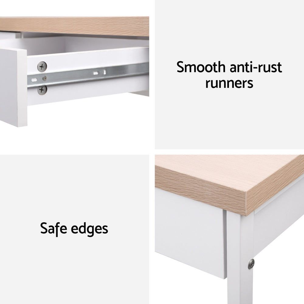 Desks: Artiss Computer Desk Drawer Storage Oak 100CM