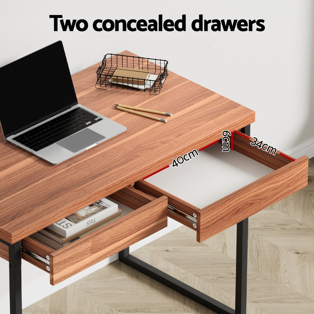 Desks: Artiss Computer Desk Drawer Storage Walnut 100CM