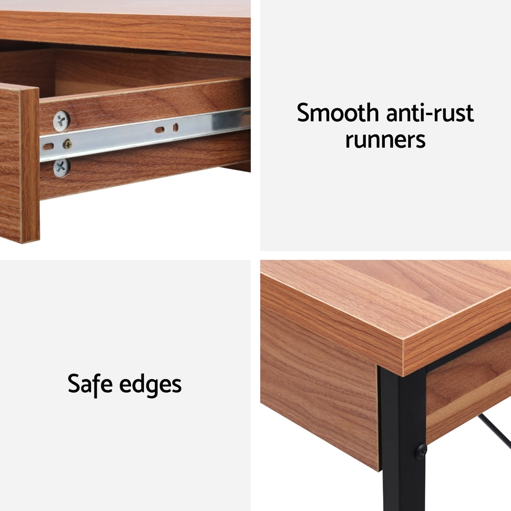 Desks: Artiss Computer Desk Drawer Storage Walnut 100CM