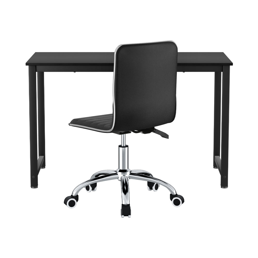 Office & Desk Chairs: Artiss Computer Desk 120cm Executive Office Chairs Set PU Leather Low Back Black