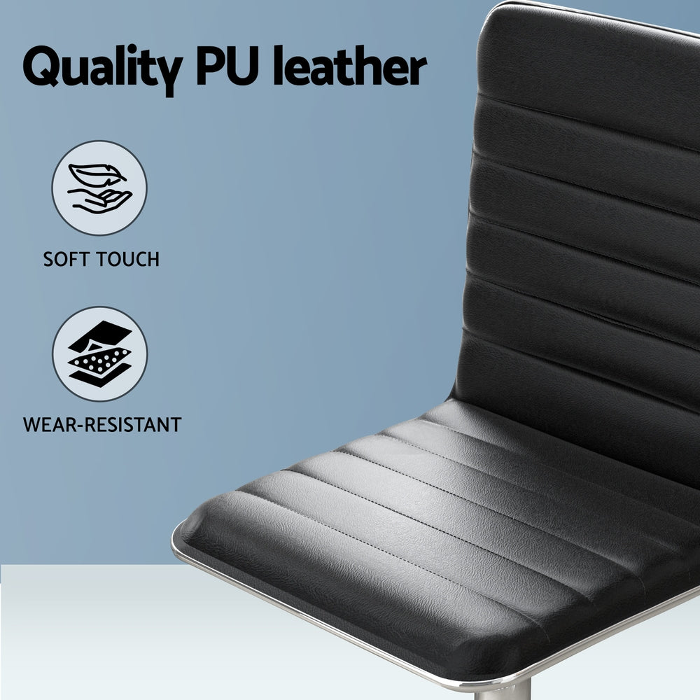 Office & Desk Chairs: Artiss Computer Desk 120cm Executive Office Chairs Set PU Leather Low Back Black