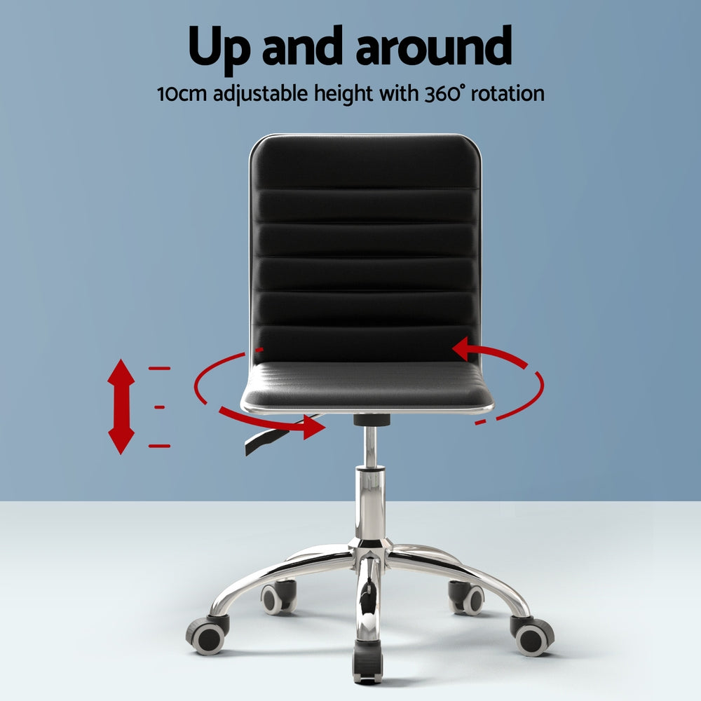 Office & Desk Chairs: Artiss Computer Desk 120cm Executive Office Chairs Set PU Leather Low Back Black