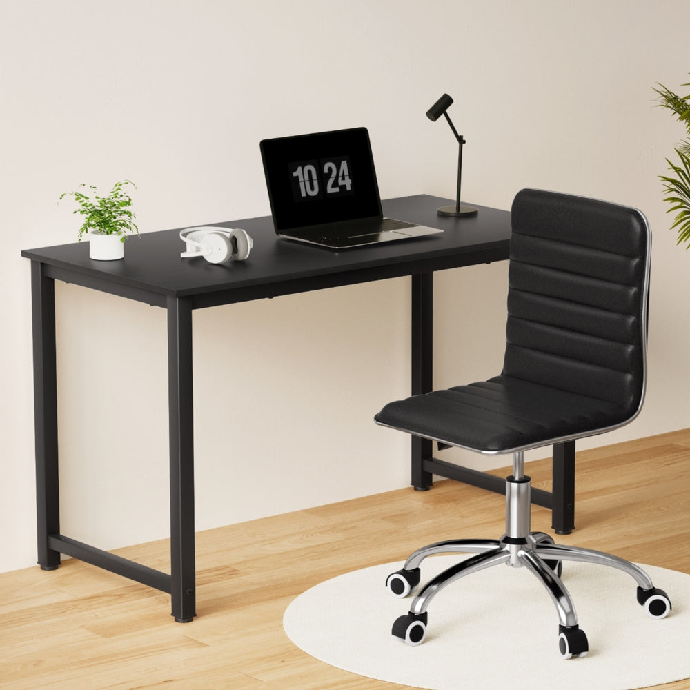 Office & Desk Chairs: Artiss Computer Desk 120cm Executive Office Chairs Set PU Leather Low Back Black