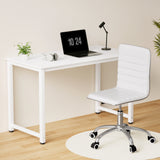 Artiss Computer Desk 120cm Executive Office Chairs Set PU Leather Low Back White