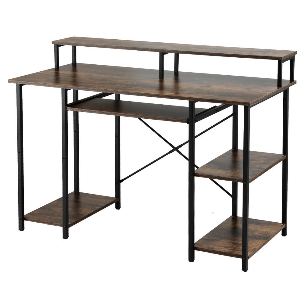 Laptop Stands: Artiss Computer Desk Laptop Desks Home Office Study Table Open Shelf Brown 120CM